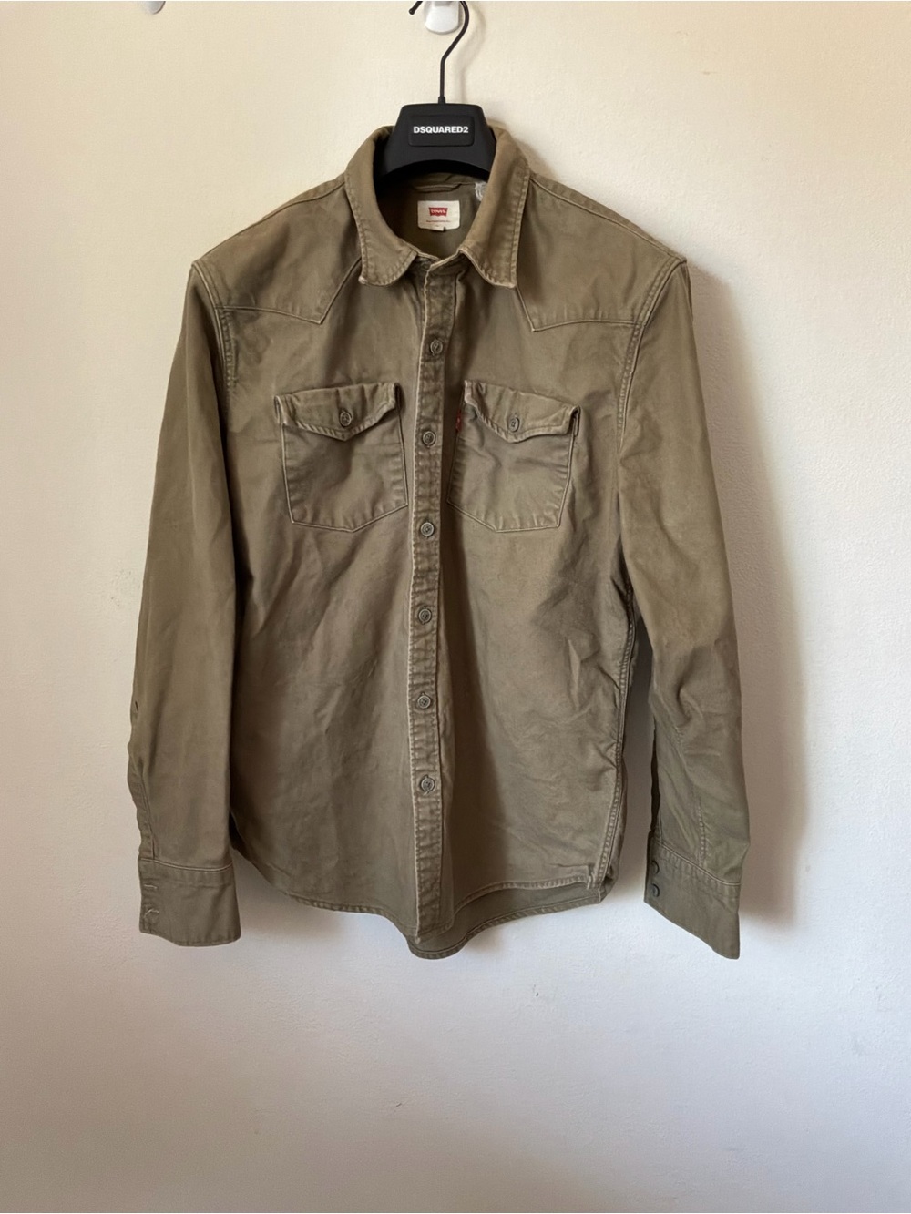 Levi's Olive Green Button-Front Utility Shirt Jacket